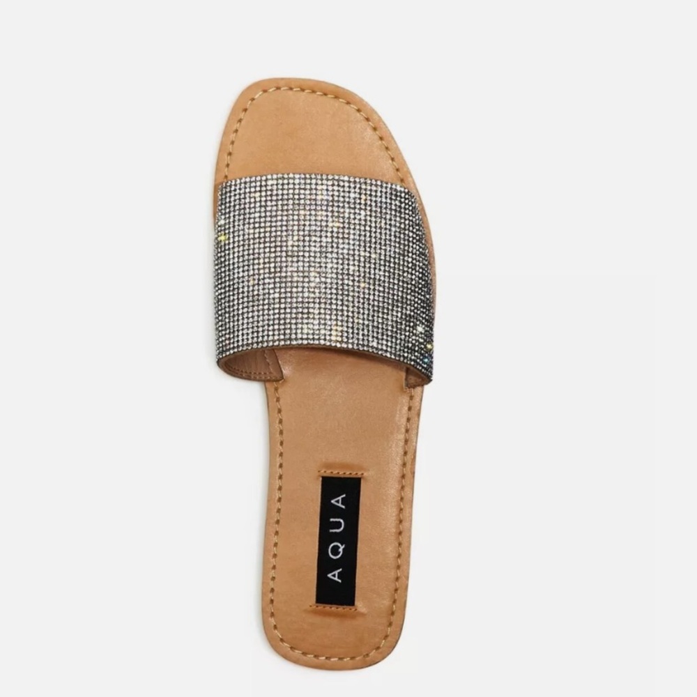 Aqua Shine rhinestone embellished slides